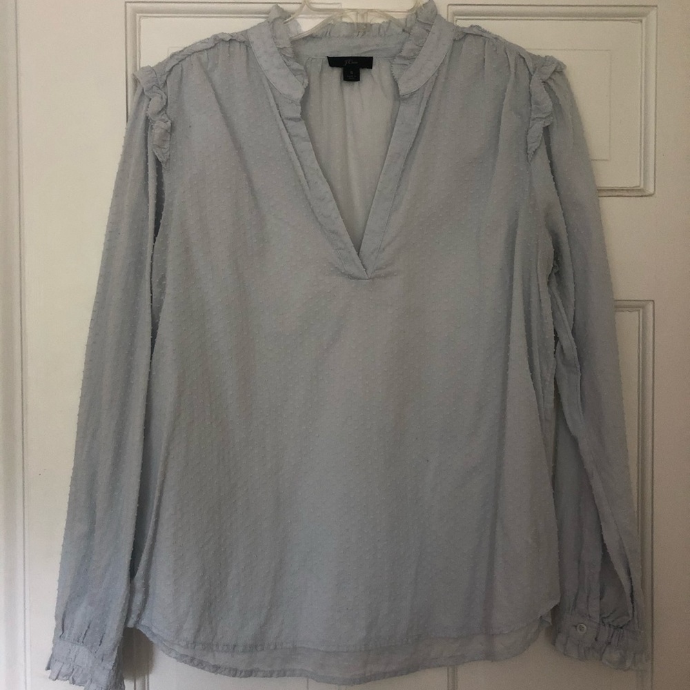 Ruffle-trim V-neck Popover in clip dot